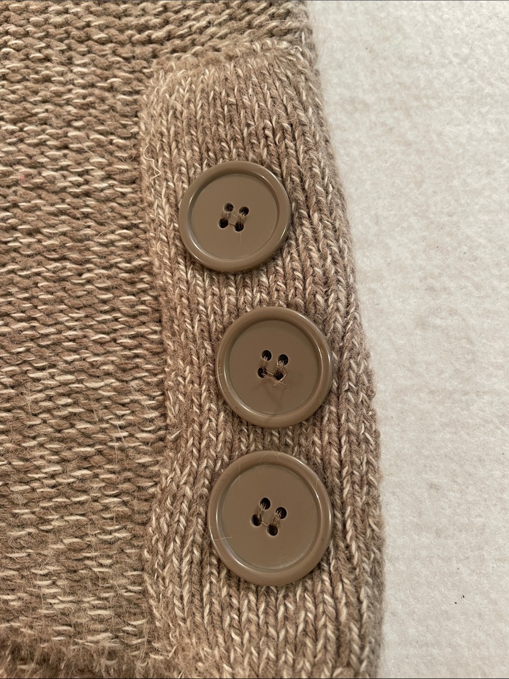 Pink Rose Brown V-Neck Short Sleeve Button Knit Dress - Picture 5 of 7